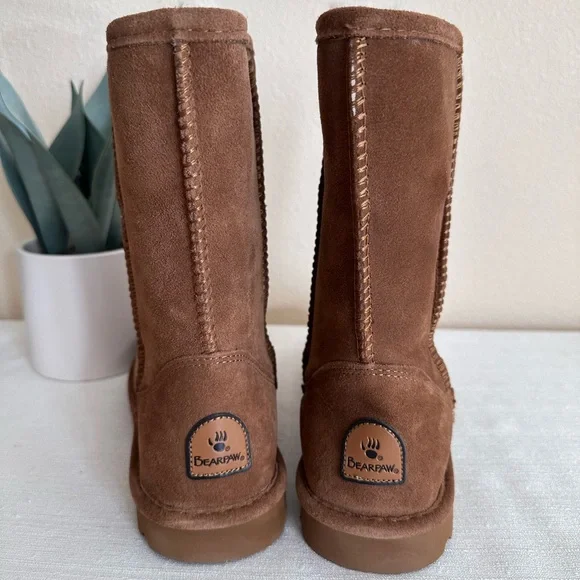 New BearPaw Elle Cognac Suede Sheep Skin Wool Mid Height Boots Women’s 8 - Picture 8 of 15